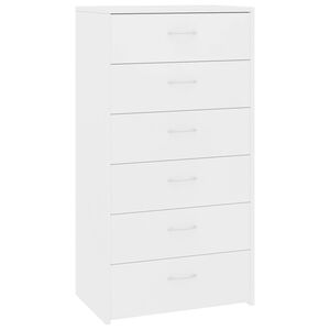 vidaXL Buffet avec 6 tiroirs Blanc 50x34x96 cm Bois d'ing&eacute;nierie