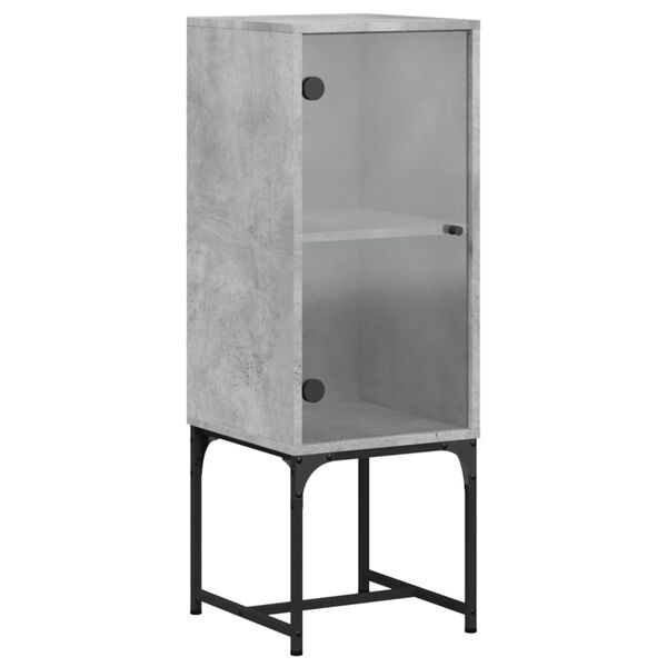 vidaXL Armoire lat&eacute;rale avec porte en verre gris b&eacute;ton 35x37x100 cm