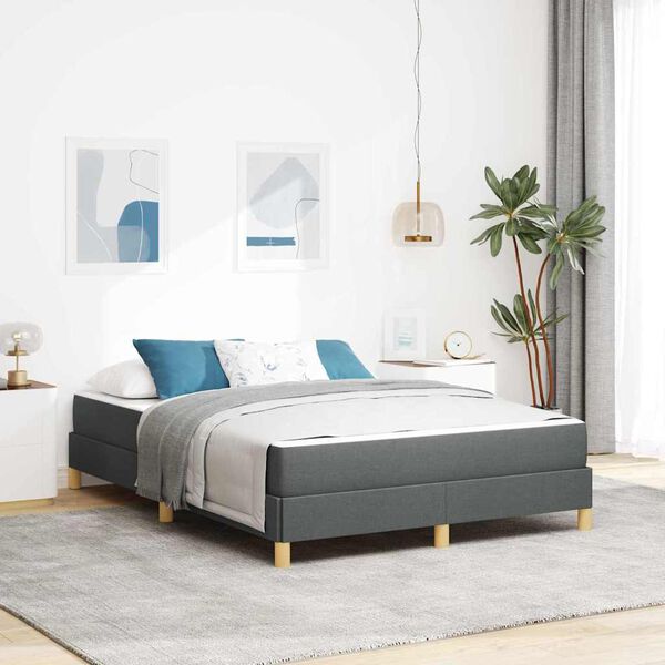 vidaXL Lit &agrave; ressorts avec matelas Gris fonc&eacute; 160 x 200 cm tissu