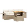 vidaXL Salon de jardin avec coussins 5 pcs beige r&eacute;sine tress&eacute;e