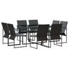 vidaXL Ensemble de salle &agrave; manger pour jardin 9 pcs Noir Acier