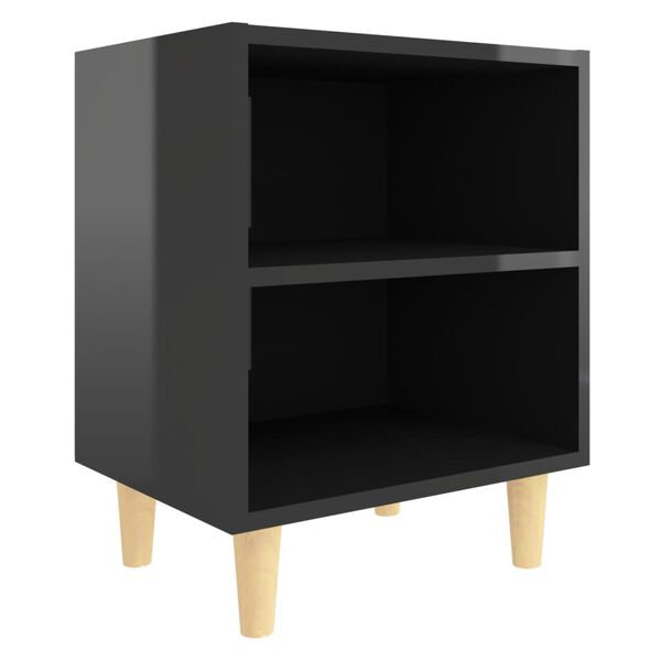 vidaXL Table de chevet avec pieds en bois Noir brillant 40x30x50 cm