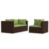 vidaXL Salon de jardin 3 pcs avec coussins Marron R&eacute;sine tress&eacute;e