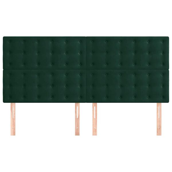 vidaXL T&ecirc;te de lit Vert fonc&eacute; 160x5x118/128 cm Velours