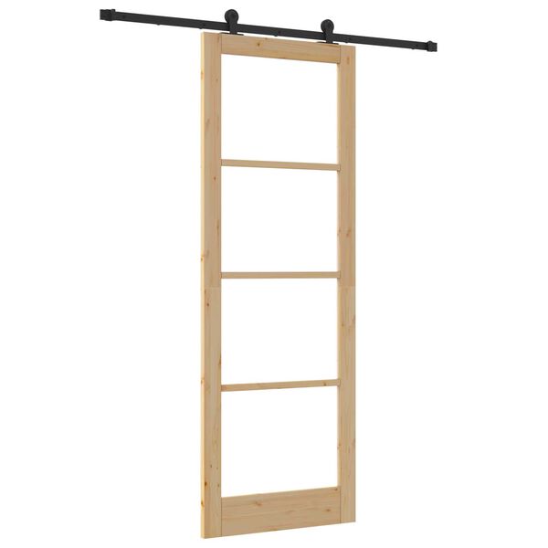 vidaXL Porte coulissante ORKDAL Naturel et Noir 83 x 232 cm