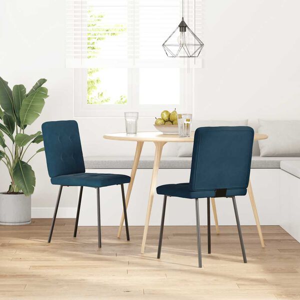 vidaXL Chaises &agrave; manger lot de 2 Bleu Velours