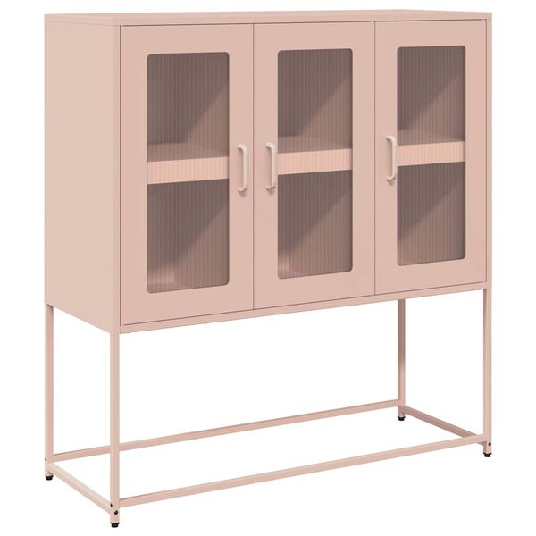 vidaXL Buffet rose 100,5x39x107 cm acier laminé à froid