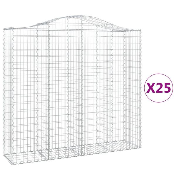 vidaXL Paniers &agrave; gabions arqu&eacute;s 25 pcs 200x50x180/200 cm Fer galvanis&eacute;