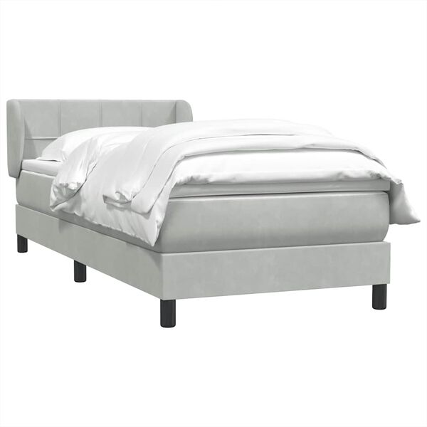 vidaXL Sommier &agrave; lattes de lit et matelas gris clair 90x220 cm velours