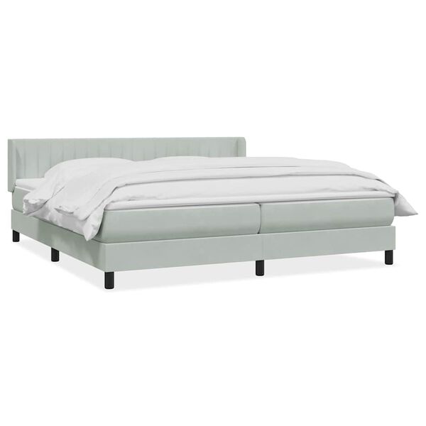 vidaXL Sommier &agrave; lattes de lit et matelas gris clair 180x210cm velours