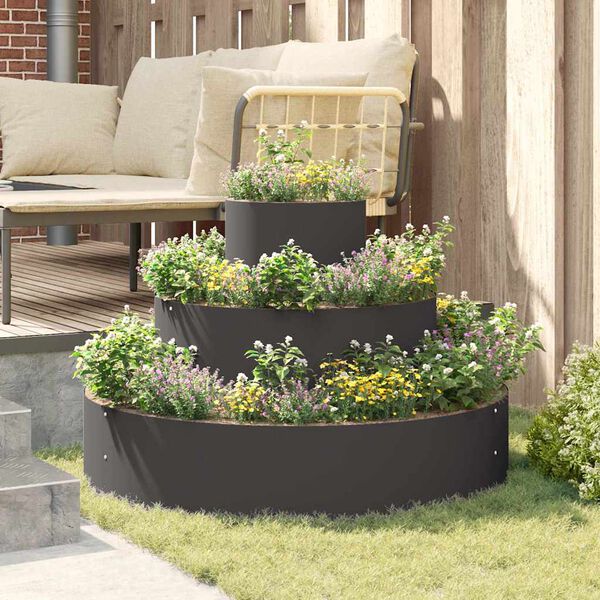 vidaXL Cache-pot de jardin Noir 90 x 90 x 20 cm Acier laminé à froid