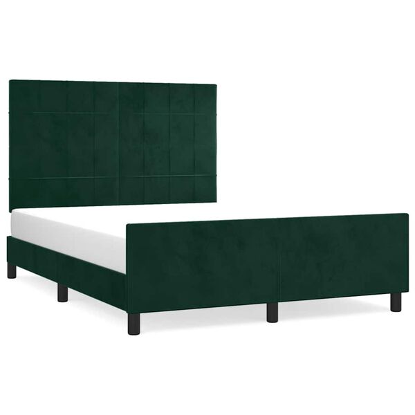 vidaXL Cadre de lit sans matelas vert fonc&eacute; 140x200 cm velours