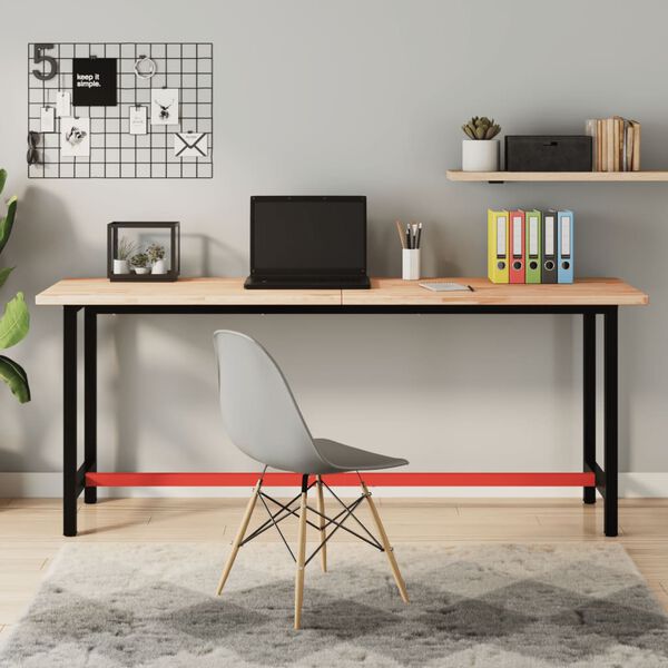 vidaXL Dessus de bureau 180x55x2,5 cm bois massif de h&ecirc;tre