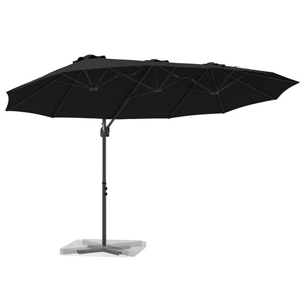 vidaXL Parasol cantilever de jardin Noir 372 x 198 x 243 cm