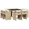 vidaXL Ensemble &agrave; manger de jardin et coussins 9 pcs beige Poly rotin