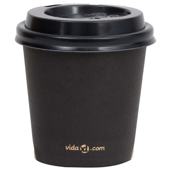 vidaXL Tasses &agrave; caf&eacute; en papier avec couvercles 120 ml 1000 pcs Noir