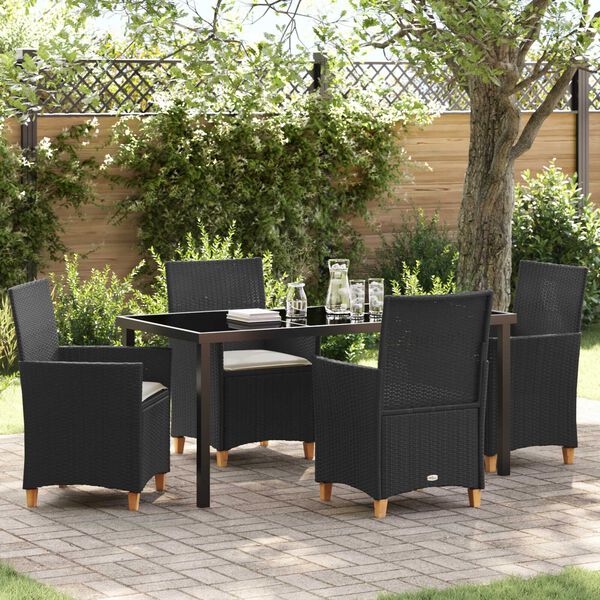 vidaXL Ensemble de salle &agrave; manger pour jardin 5 pcs Noir polyrotin