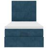 vidaXL Cadre de lit ottoman avec matelas bleu fonc&eacute; 100x200 cm velours