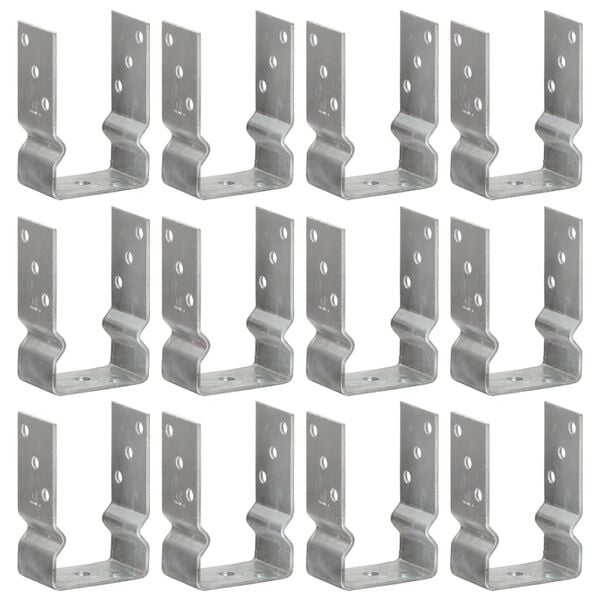 vidaXL Piquets de cl&ocirc;ture 12 pcs argent&eacute; 9x6x15 cm acier galvanis&eacute;