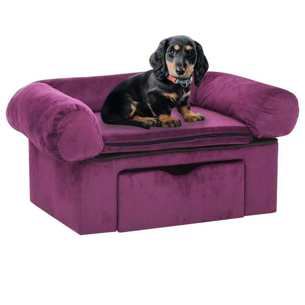 vidaXL Canap&eacute; pour chien avec tiroir Bordeaux 75x50x38 cm Peluche