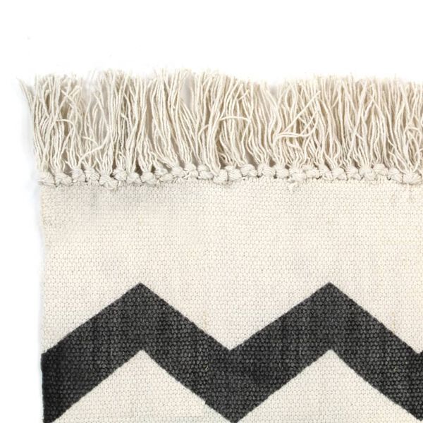 vidaXL Tapis Kilim Coton 160 x 230 cm avec motif noir/blanc