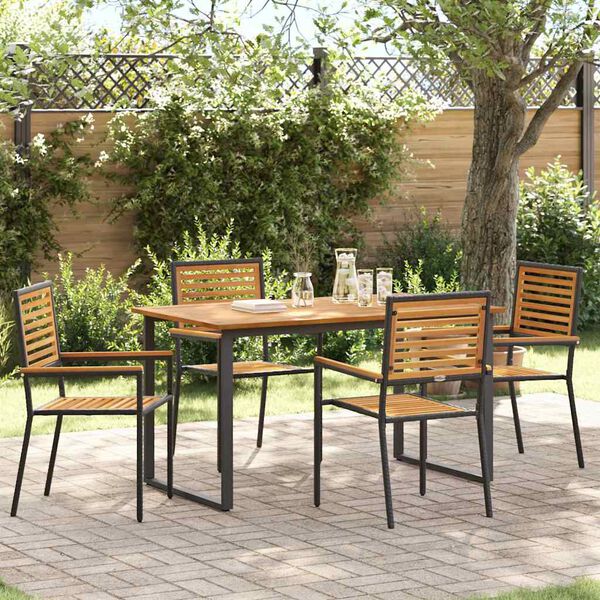 vidaXL Ensemble de salle &agrave; manger pour jardin 5 pcs Noir