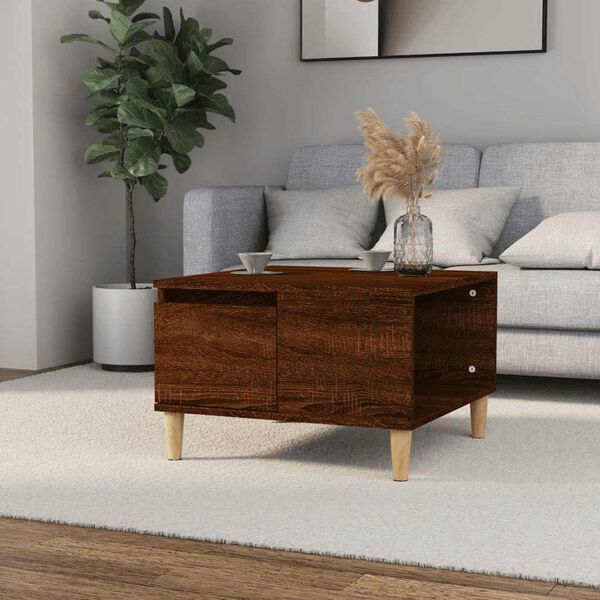 vidaXL Table basse ch&ecirc;ne marron 55x55x36,5 cm bois d'ing&eacute;nierie