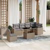 vidaXL Salon de jardin avec coussins 7 pcs beige r&eacute;sine tress&eacute;e