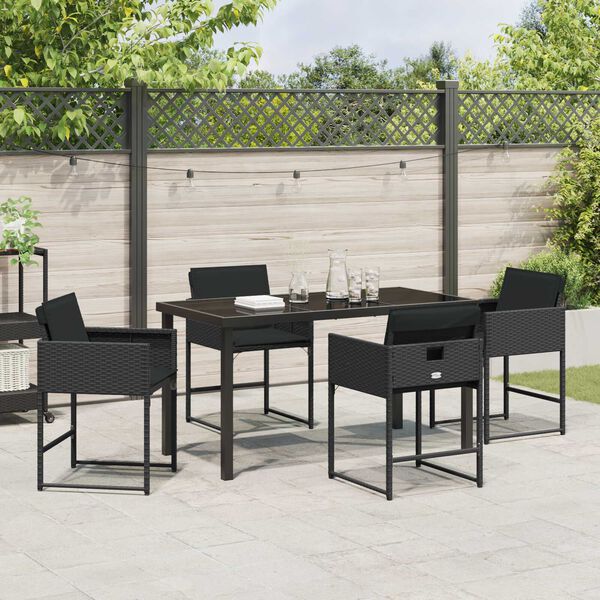 vidaXL Ensemble de salle &agrave; manger pour jardin 5 pcs Noir polyrotin