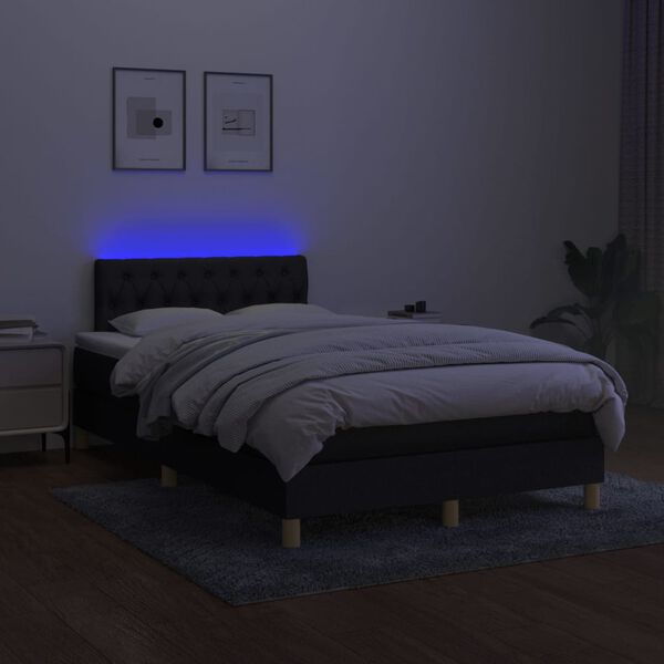 vidaXL Sommier &agrave; lattes de lit avec matelas LED Noir 120x200 cm Tissu
