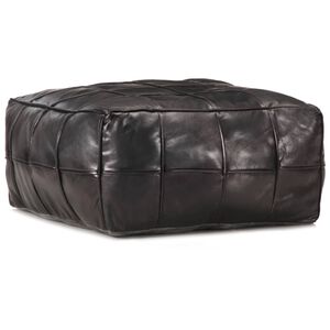 vidaXL Pouf 60 x 60 x 30 cm Noir Cuir v&eacute;ritable de ch&egrave;vre