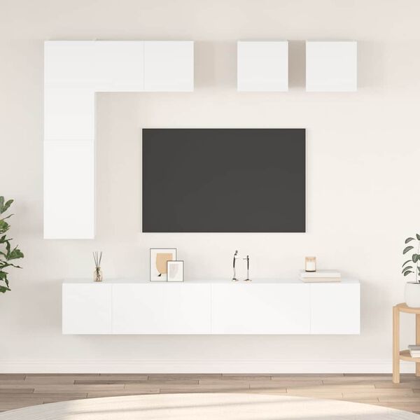 vidaXL Ensemble de meubles TV 8 pcs Blanc Bois d'ing&eacute;nierie