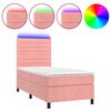 vidaXL Sommier &agrave; lattes de lit avec matelas LED Rose 90x190 cm Velours