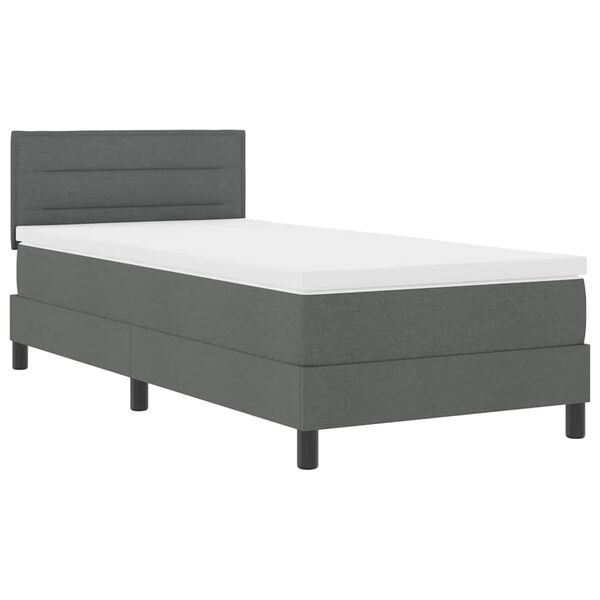vidaXL Lit &agrave; ressorts avec matelas Gris fonc&eacute; 90 x 190 cm tissu