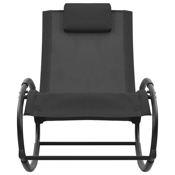 vidaXL Chaise longue avec oreiller acier et textilène noir