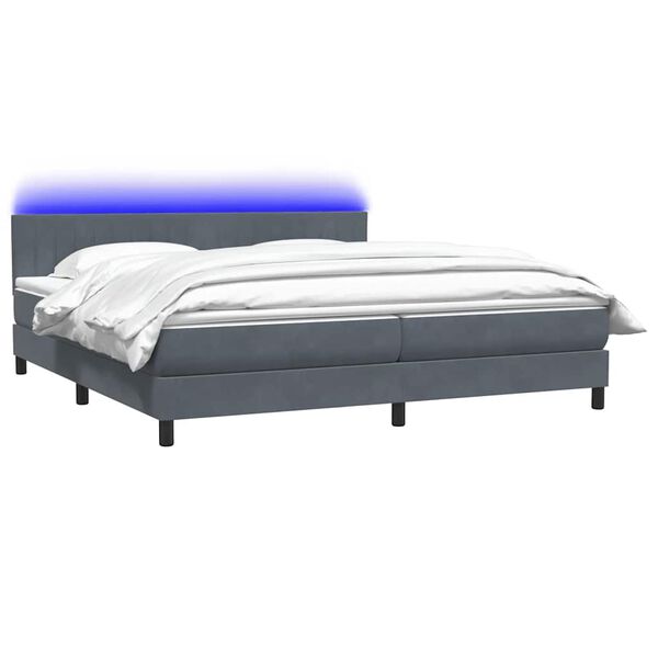 vidaXL Sommier &agrave; lattes de lit et matelas et LED gris fonc&eacute; 200x210cm velours