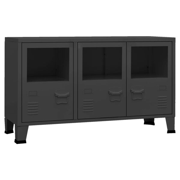 vidaXL Buffet industriel Noir 105x35x62 cm Métal et verre