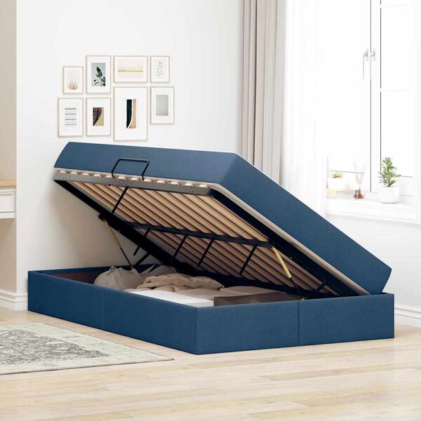 vidaXL Lit avec rangement et matelas Bleu 120 x 200 cm Polyester