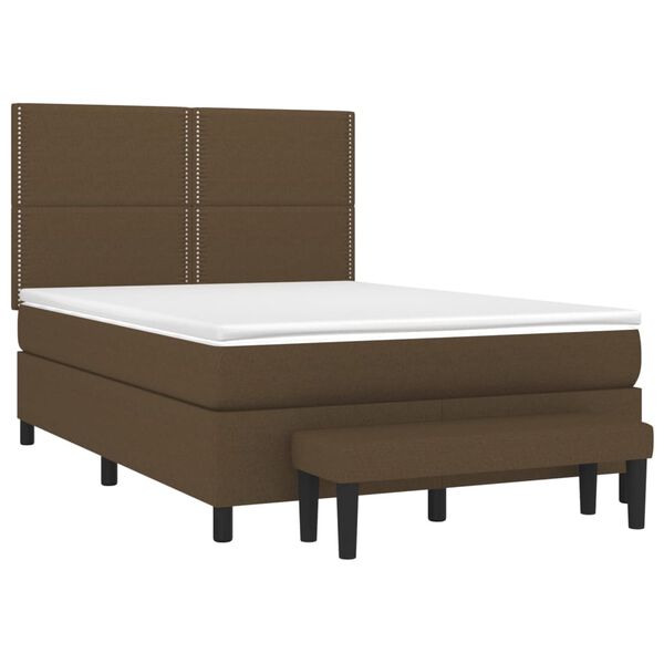 vidaXL Sommier &agrave; lattes de lit avec matelas Marron fonc&eacute; 140x190 cm