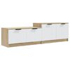 vidaXL Meuble TV Blanc et ch&ecirc;ne sonoma 158,5x36x45cm Bois d'ing&eacute;nierie