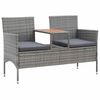 vidaXL Banc de jardin 2 places et table &agrave; th&eacute; 143 cm poly rotin gris