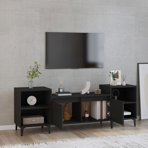 vidaXL Meuble TV Noir 160x35x55 cm Bois d'ing&eacute;nierie