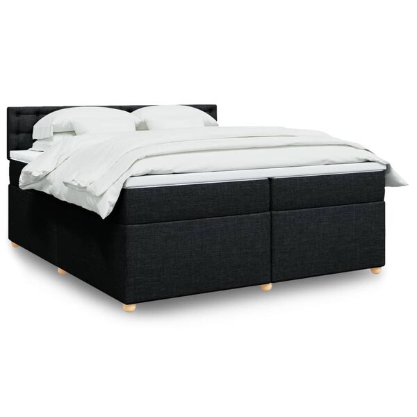 vidaXL Sommier &agrave; lattes de lit avec matelas Noir 200x200 cm Tissu