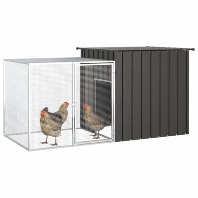 vidaXL Cage pour poules Anthracite 200x91x100 cm Acier galvanisé
