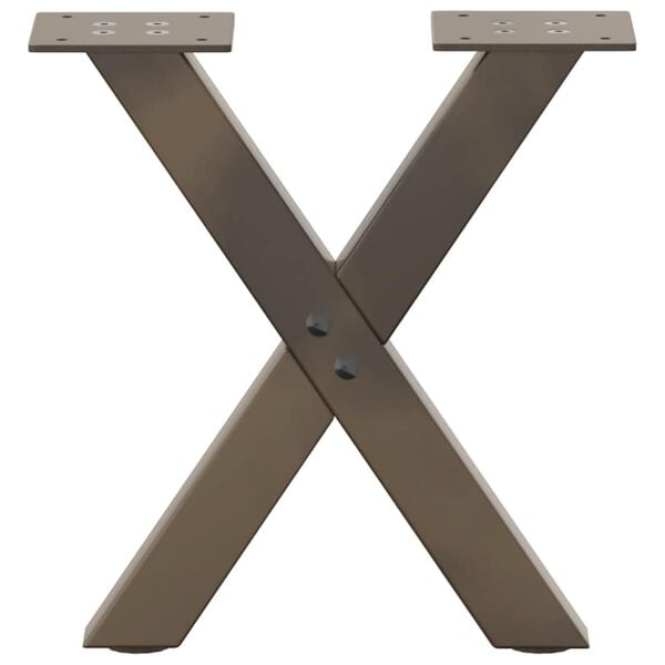 vidaXL Pieds de table basse en forme de X, 2 pi&egrave;ces, acier naturel, 30 x (30-31) cm