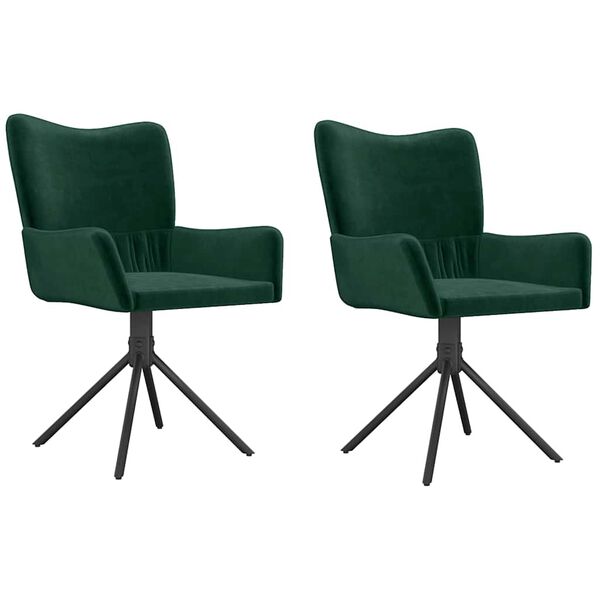 vidaXL Chaises pivotantes &agrave; manger lot de 2 Vert fonc&eacute; Velours