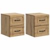 vidaXL Cabinet de chevet mural 2 pcs Ch&ecirc;ne artisanal 34,5 x 33 x 40 cm