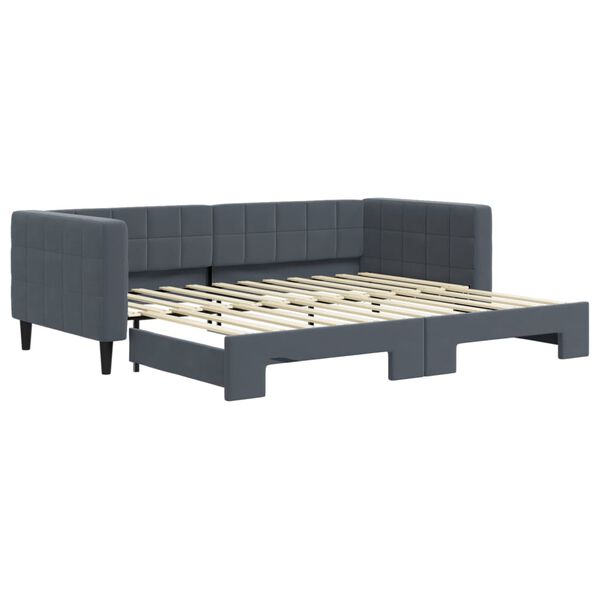 vidaXL Lit de jour avec gigogne sans matelas gris fonc&eacute; 90x200 cm