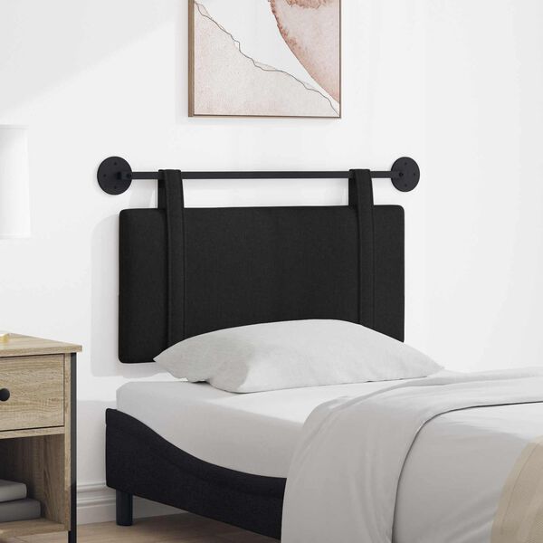 vidaXL T&ecirc;te de lit suspendue Montage mural Noir 90 x 55 x 5 cm tissu