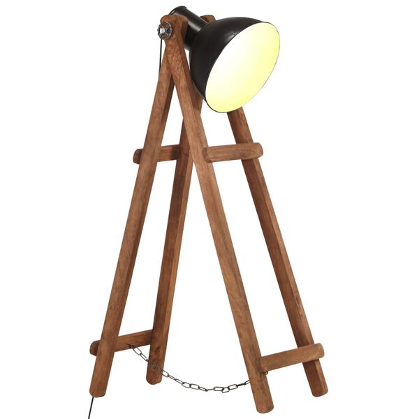 vidaXL Lampadaire Noir E27 Bois de manguier massif